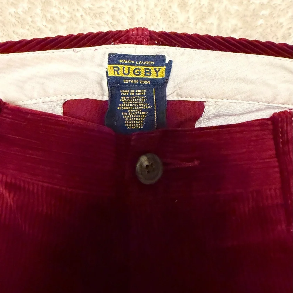 Vintage Rugby Ralph Lauren Maroon/Red/Cabernet Corduroy Pants - Size 4 - Picture 3 of 3